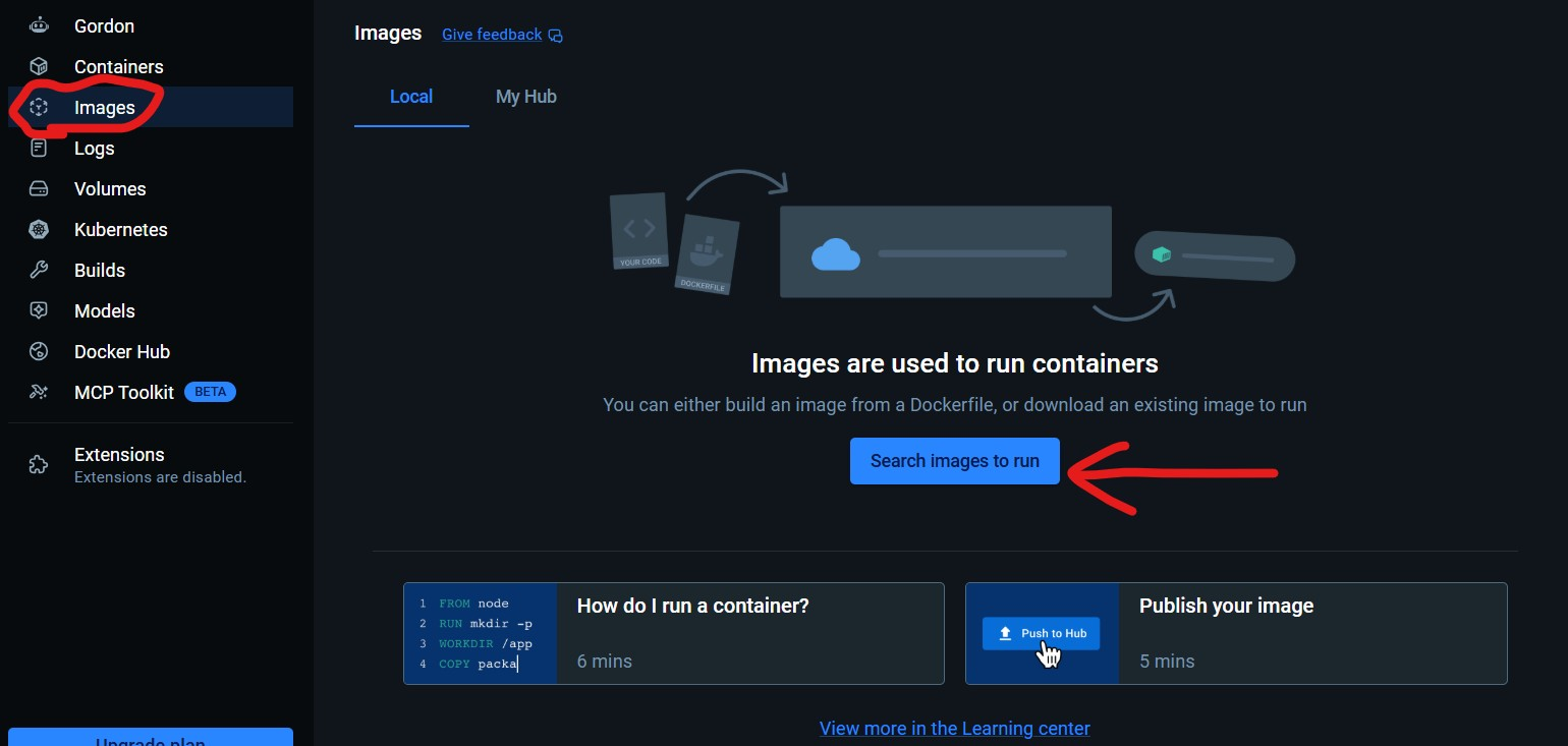 Docker Desktop 左側選單中的 Images 項目